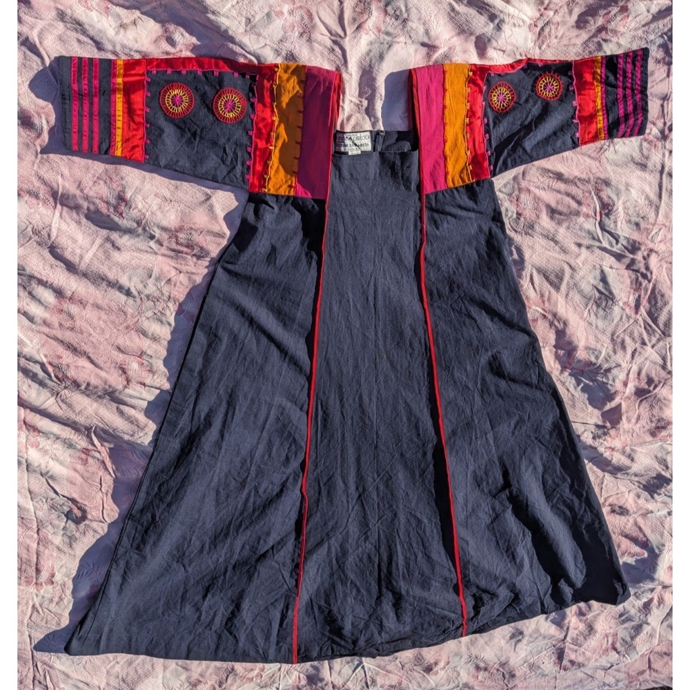 Vintage 70s Mexican Caftan Dress S/M Bazaar D'Mama Carlota Victor Camarena Maxi